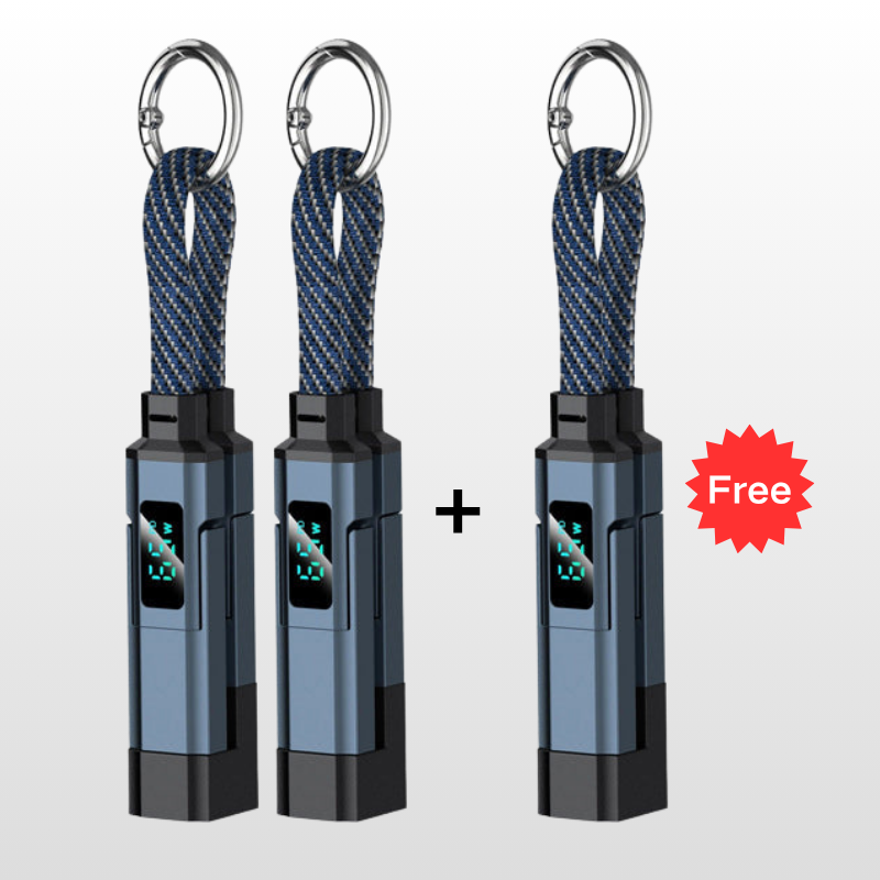 🔌📟 4-in-1 keychain oplaadkabel | Digitaal display, tot 65W+27W | Gevlochten nylon, zinkring | <0,5 m, 4 kleuren | 1/3/5 stuks | 50% KORTING!