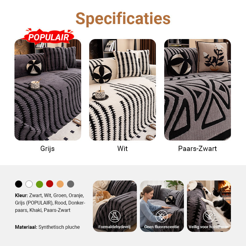 🎁Nieuw in 2026: 50% KORTING💥Zachte, pluche antislip-bankhoes – dikke gestreepte bankhoes, gezellige, winterbestendige meubelbeschermer voor de woonkamer, universele antislip-bankhoes