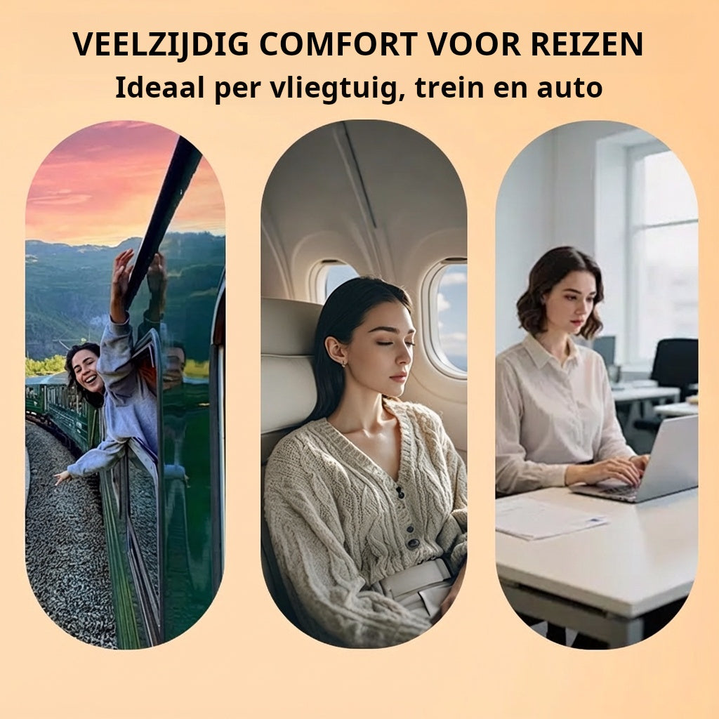 🔥50% KORTING🌬️✈️😴 Draagbaar, opblaasbaar, ergonomisch reiskussen: geniet altijd en overal van een comfortabele nachtrust 🧳💤✨