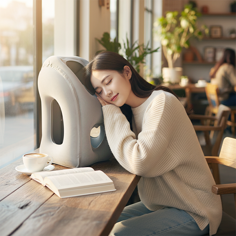 🔥50% KORTING🌬️✈️😴 Draagbaar, opblaasbaar, ergonomisch reiskussen: geniet altijd en overal van een comfortabele nachtrust 🧳💤✨