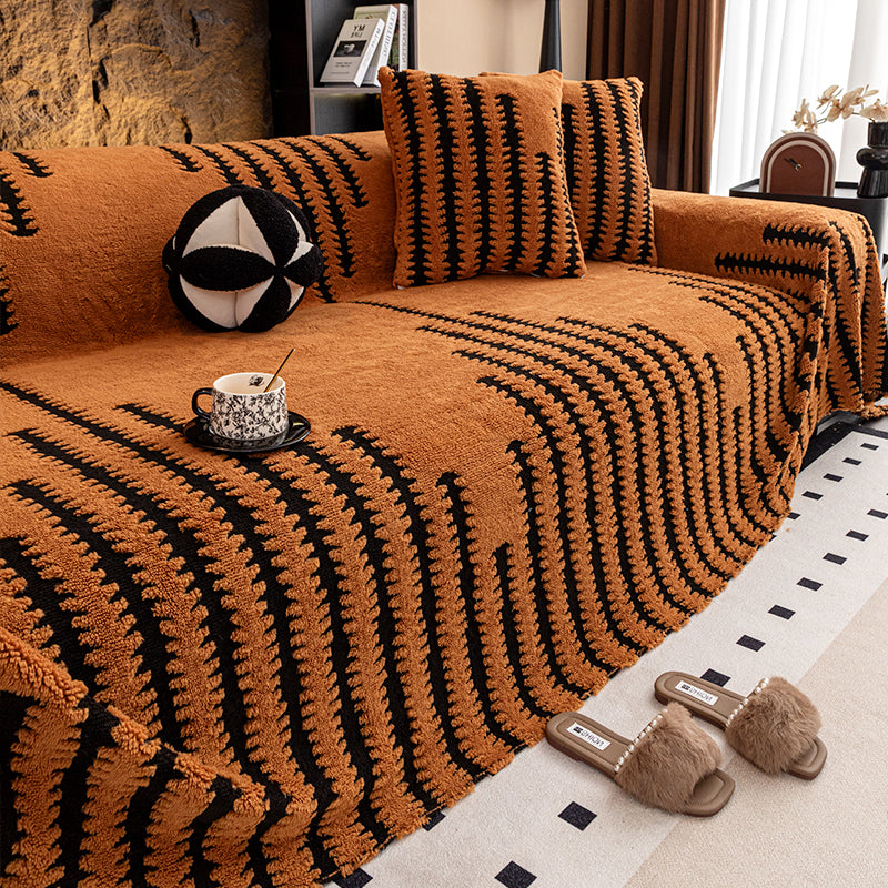 🎁Nieuw in 2026: 50% KORTING💥Zachte, pluche antislip-bankhoes – dikke gestreepte bankhoes, gezellige, winterbestendige meubelbeschermer voor de woonkamer, universele antislip-bankhoes