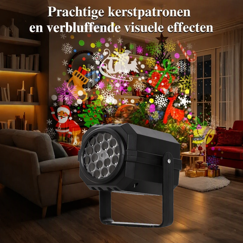 🎅50% KORTING! Roterende LED-Kerstpatroonprojectorlamp – 16 Feestelijke Patronen & Dynamisch Effect 🎄✨