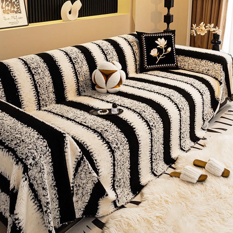 🎁Nieuw in 2026: 50% KORTING💥Zachte, pluche antislip-bankhoes – dikke gestreepte bankhoes, gezellige, winterbestendige meubelbeschermer voor de woonkamer, universele antislip-bankhoes