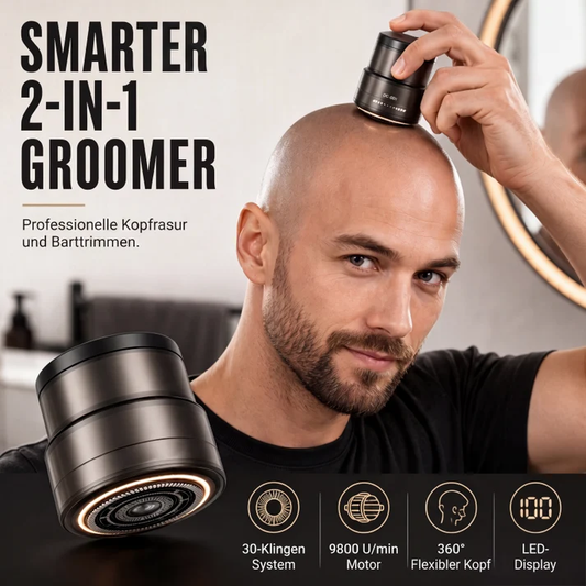 ✂️2-in-1 Slimme Elektrische Kaalhoofdshearer en Baardtrimmer met Digitaal Display