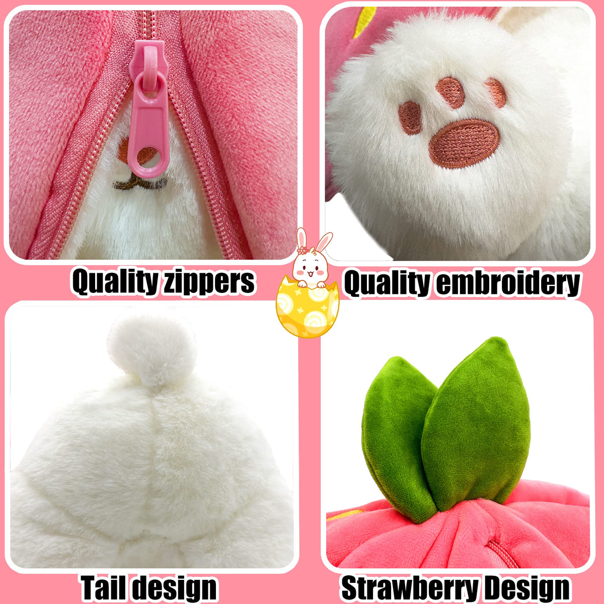 🍓 Hot Sale 50% UIT🍓Paasdag Aardbeienkonijn getransformeerd in Klein Konijn🎀 Fruitpop Pluche Speelgoed🐰