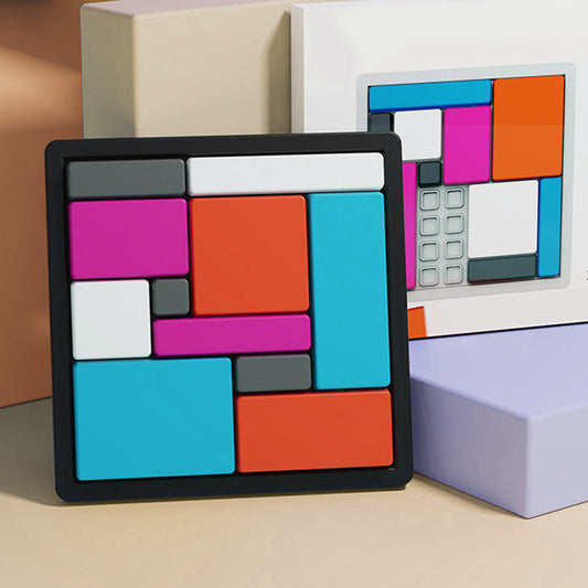 Creatief puzzelspel met geometrische blokken