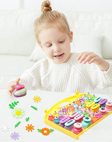 Kids DIY Flower Press Set - Large Embossing Machine & Stamps