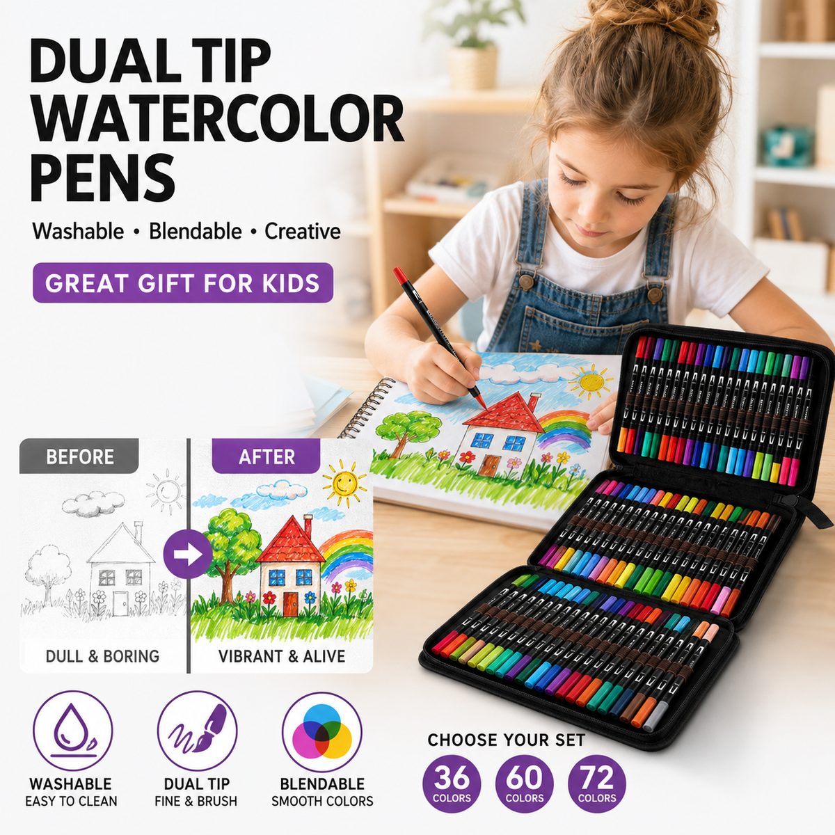 Wasbare acrylmarkers met twee punten en laagtechniek