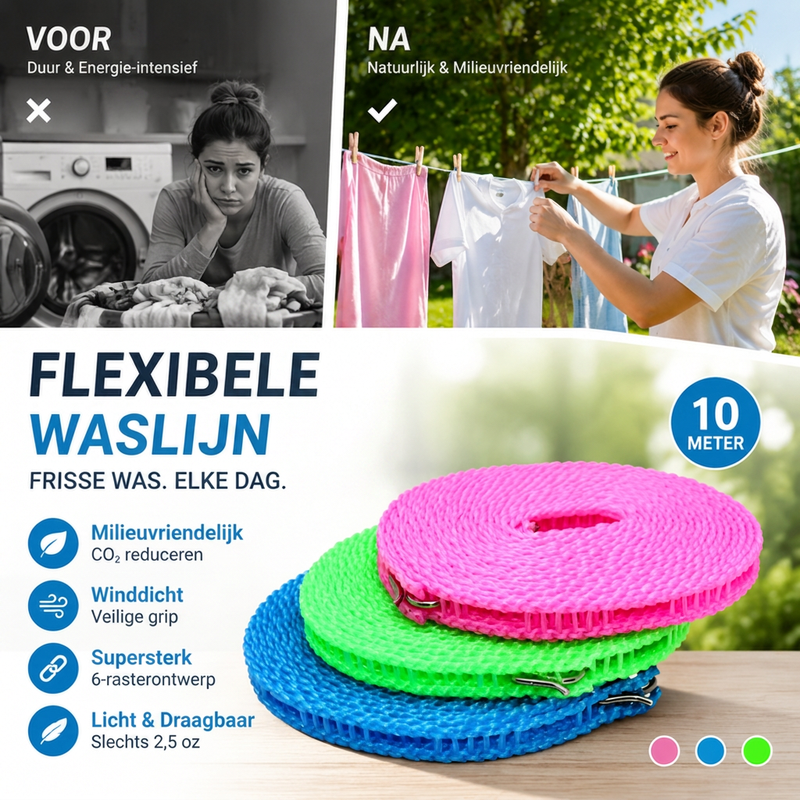 🏠✨Draagbare Waslijn – Geen Boren, Snel Opgehangen & Overal Te Gebruiken 👕