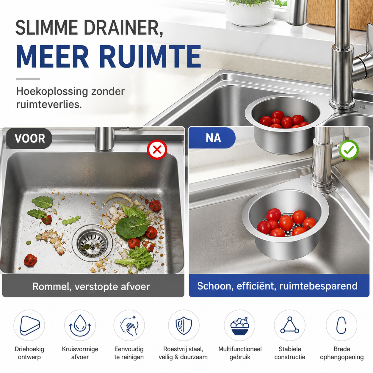 📢📢 50% KORTING !! ⏰🔥Roestvrijstalen zeefmand in zwaanvorm voor de gootsteen