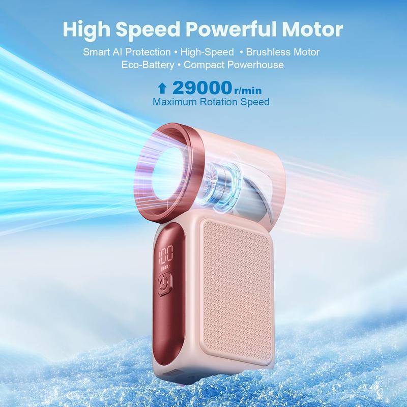 💨 Mini handventilator met LED-display | 🧊6 snelheden, 10,7 uur koelte | Weegt niets – gaat overal heen