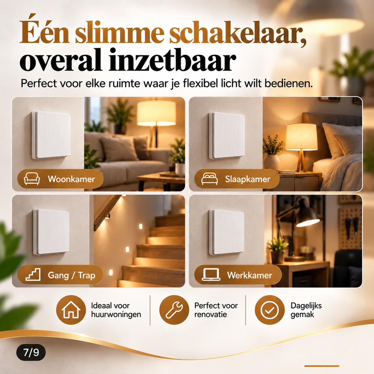 🔥FLASH SALE🔥 Draadloze Lichtschakelaar Set – Zonder Kabels of Boren, Zelfklevend – Voor 220V Huishoudlampen – Flexibel op Glas, Hout & Tegels – Vlamvertragend! 💡✨