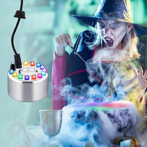 💨⚡ 50% korting! 12-LED mistmaker – 💧 koele nevel & kleurrijk licht, 🌊 voor vijvers, Halloween & humiditeit!