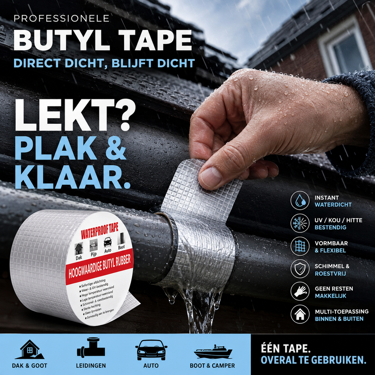 🛠️ 50% korting! Zware aluminium tape – waterdicht, maar ook hitte- en UV-bestendig. Repareer alles van dak tot leiding! 💪✨