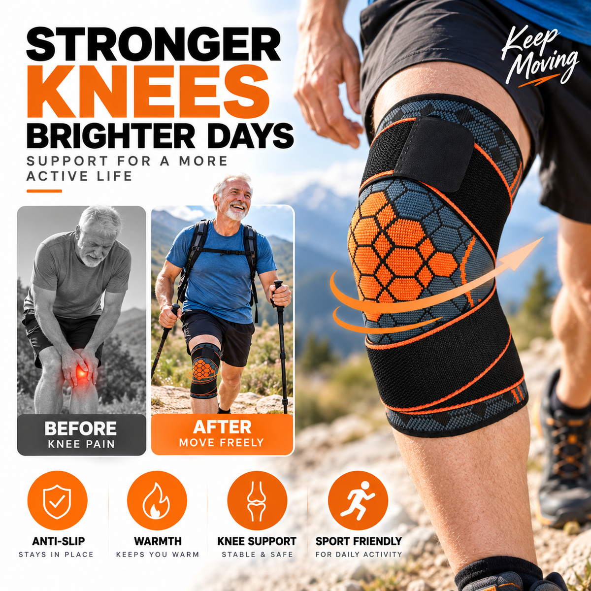 💪 Kniebrace – Bescherm je knie tegen blessures | Compressie-ondersteuning bij gewrichtspijn, sport en dagelijks herstel