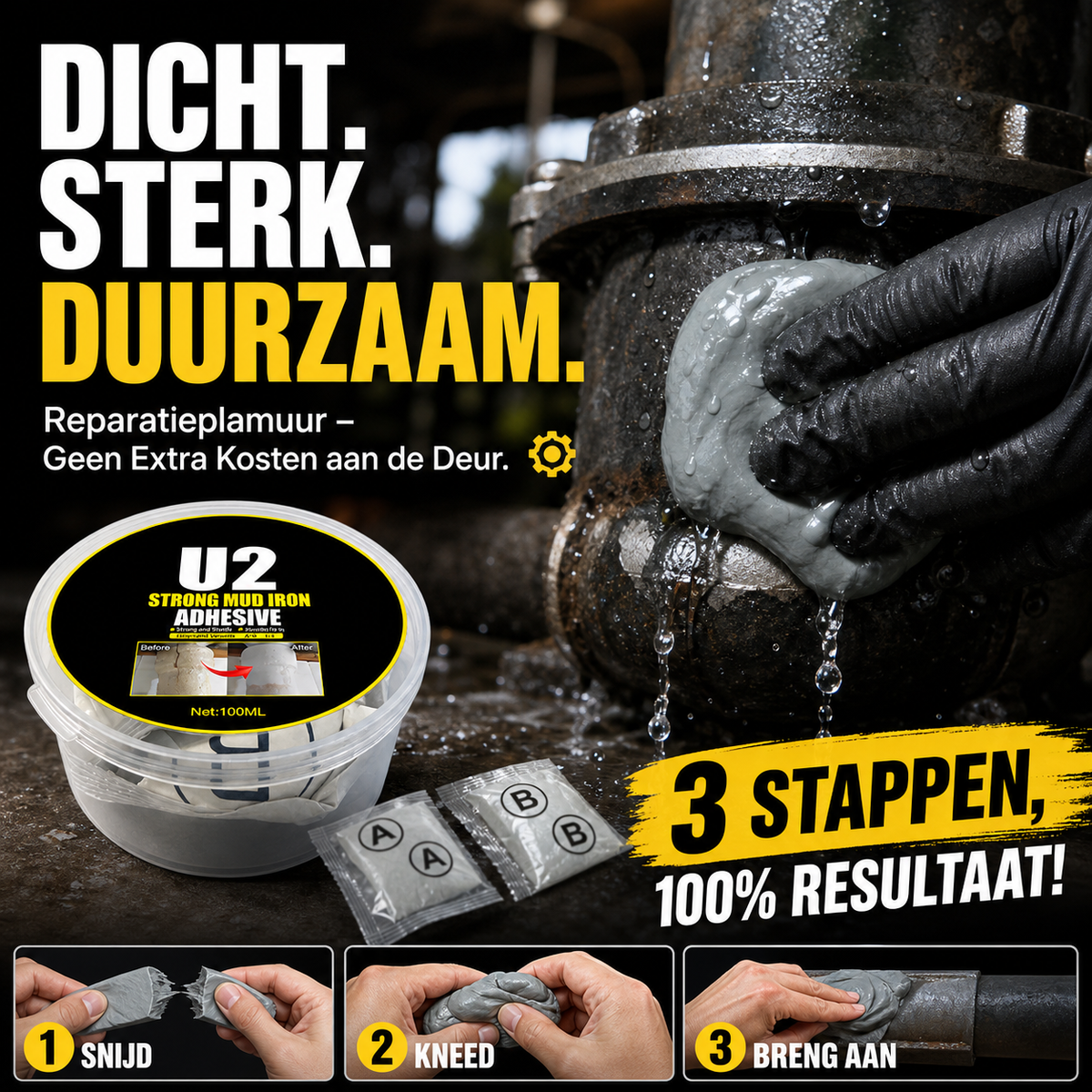 🔧 2+1 GRATIS – Metaal Reparatieplamuur – Geen Extra Kosten aan de Deur ⚙️