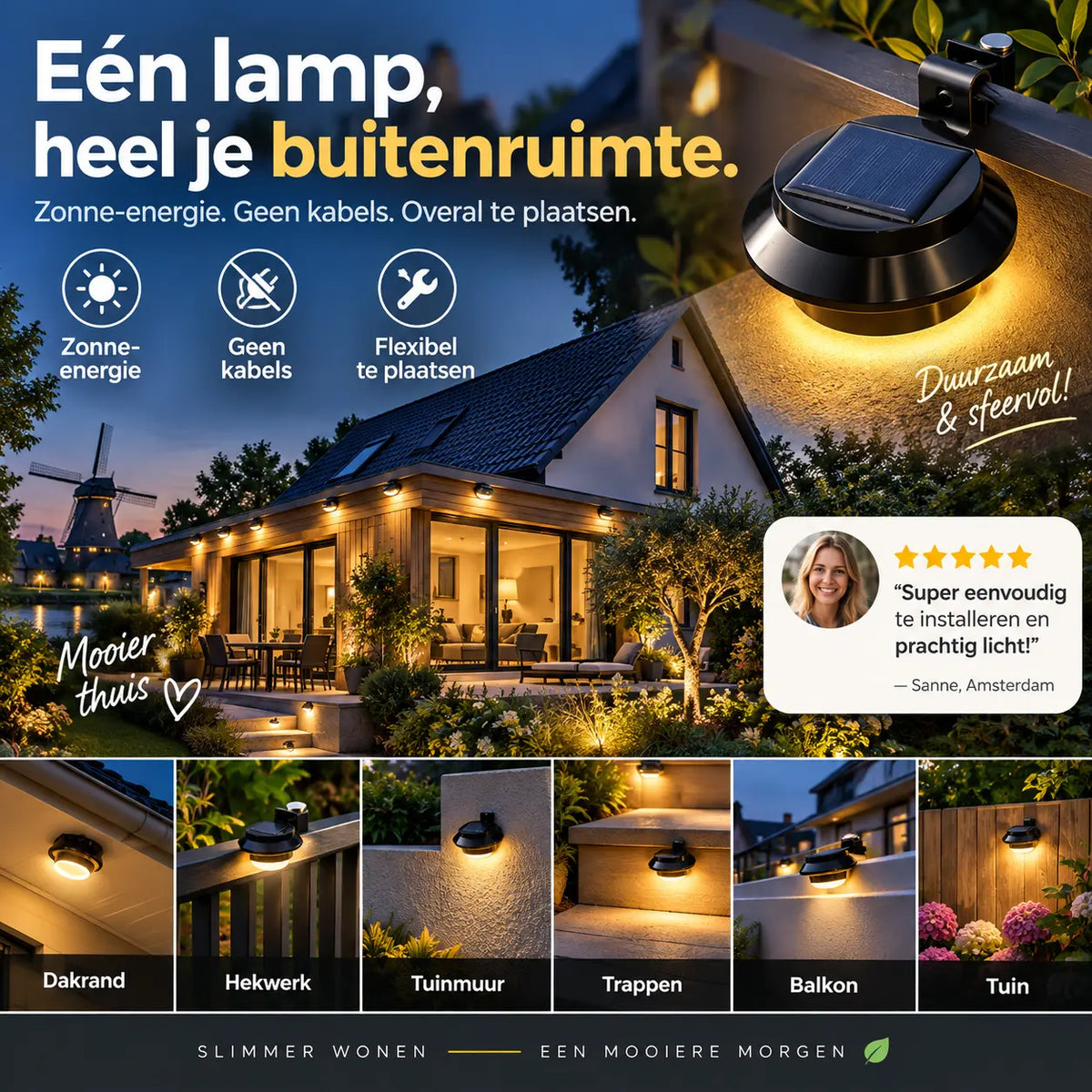 🌞 2+1 GRATIS! Draadloze zonne-dakgootlampen – licht zonder stroomkosten