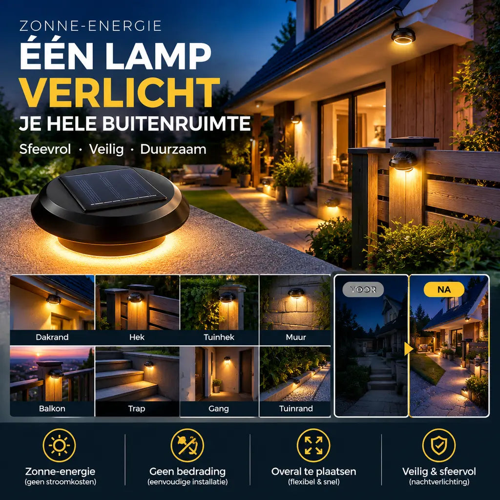 🌞 2+1 GRATIS! Draadloze zonne-dakgootlampen – licht zonder stroomkosten