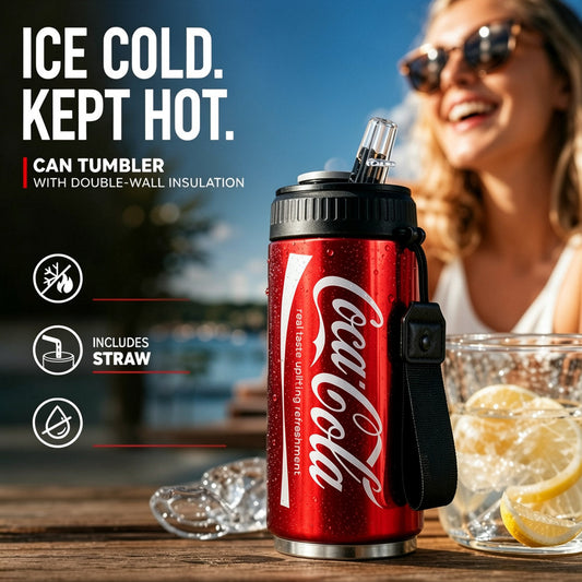 🥤Dubbelwandige, geïsoleerde roestvrijstalen beker in de vorm van een colablikje.