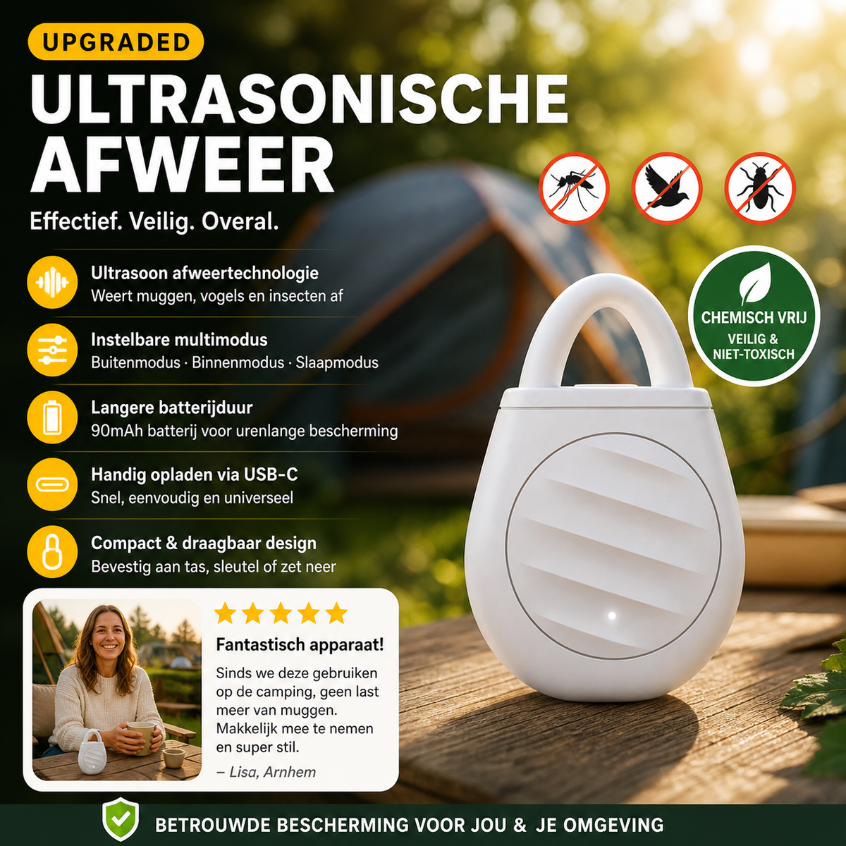 🐦💥 50% KORTING! Alsof je een onzichtbaar ultrasoon schild om je terras spant dat elke vogel, sprinkhaan en plaagdier in 1 seconde verjaagt! Geen gif, geen lawaai – alleen rust aan je sleutelbos.