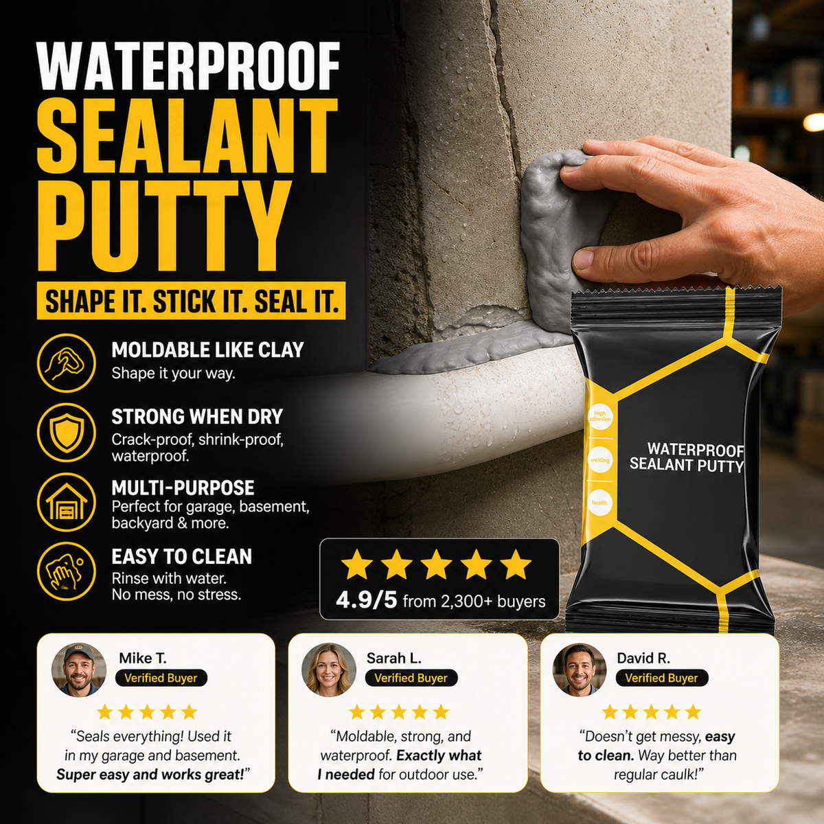 📢📢 50% KORTING🏠 Waterdichte afdichtingskit – Gemakkelijk te vormen vulmiddel voor buisopeningen en spleten in muren