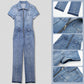 Skinny bootcut denim jumpsuit (gratis verzending)