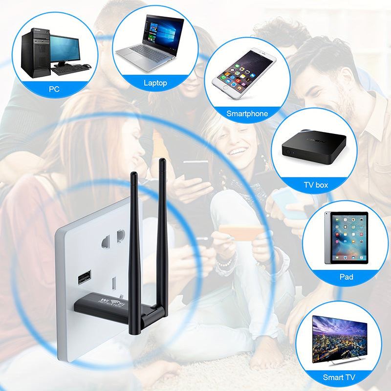 📶 KOOP 2 EN KRIJG 1 GRATIS! ✨ USB WiFi-versterker - Dubbele antennetechnologie voor verbeterde netwerkdekking thuis/op kantoor met eenvoudige installatie 🏠🚀