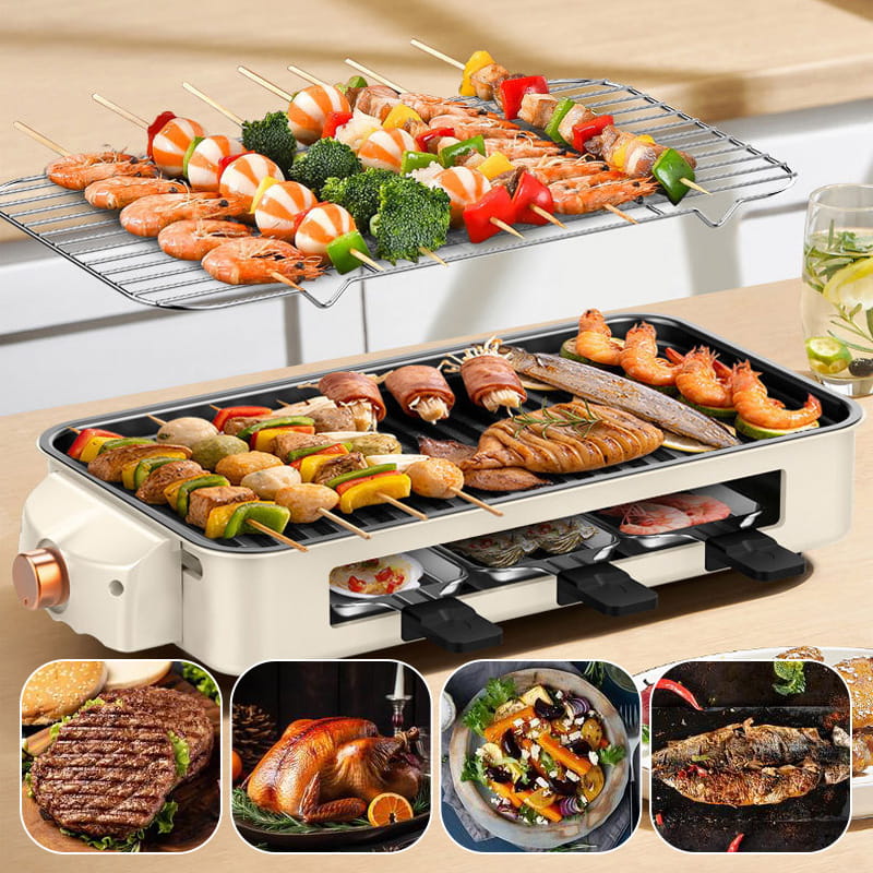 Grote capaciteit afneembare multifunctionele rookloze elektrische grill