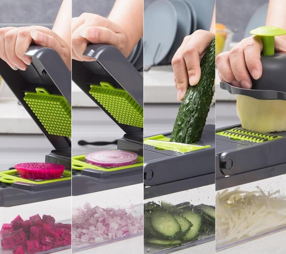 🌷  | 15-delige Multifunctionele Groentesnijder Set – Supersnel Snijden, Rasp & Hakwerk zonder Gedoe | Veilig & Vaatwasmachinebestendig