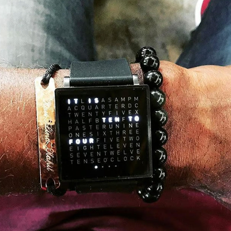 Waterdicht vierkant elektronisch herenhorloge met stalen band
