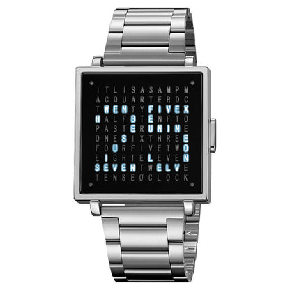 Waterdicht vierkant elektronisch herenhorloge met stalen band