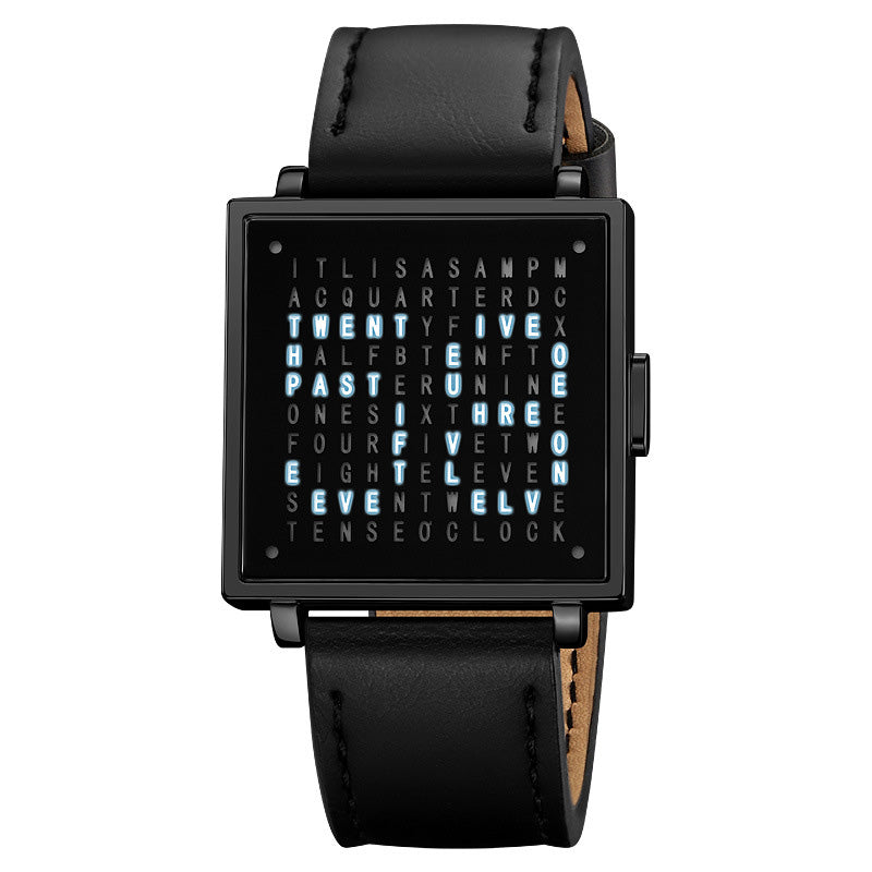Waterdicht vierkant elektronisch herenhorloge met stalen band