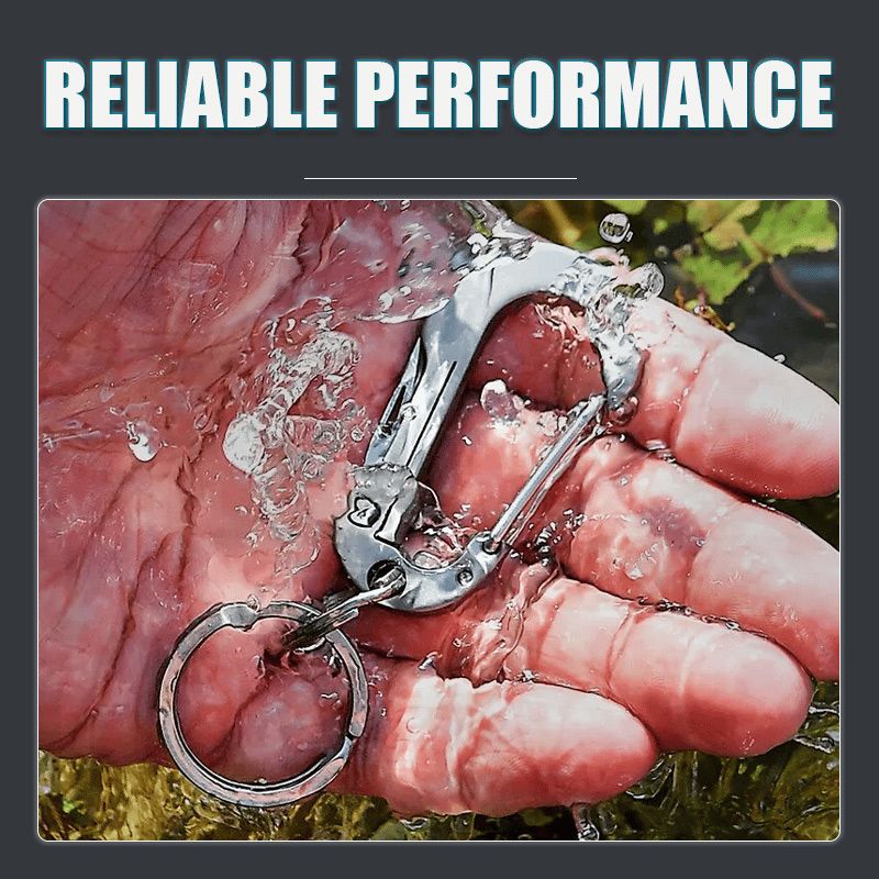 Multifunctionele titanium sleutelhanger-karabijnhaak met zakmes