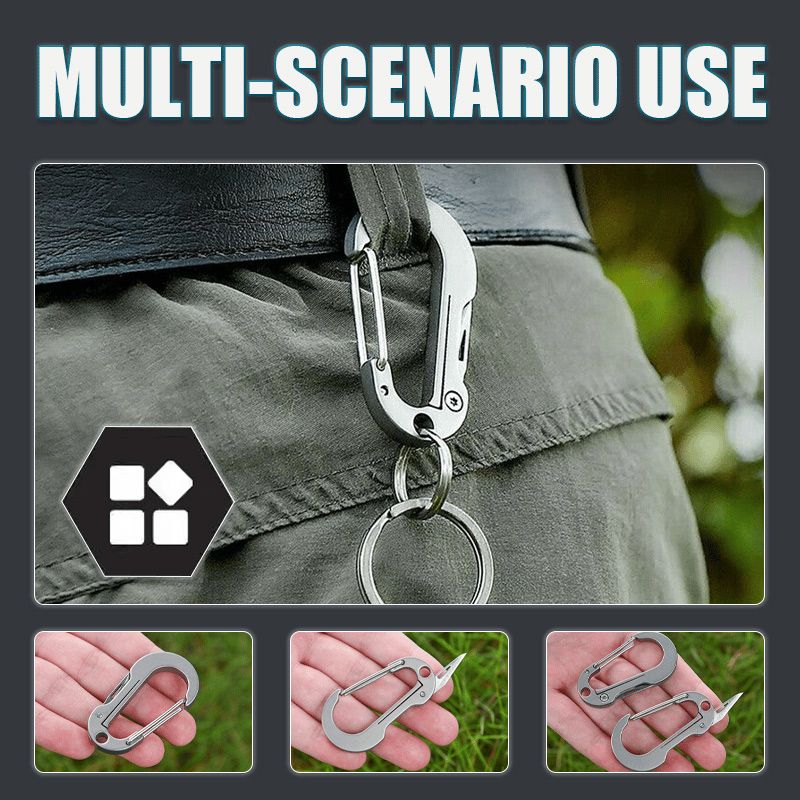 Multifunctionele titanium sleutelhanger-karabijnhaak met zakmes