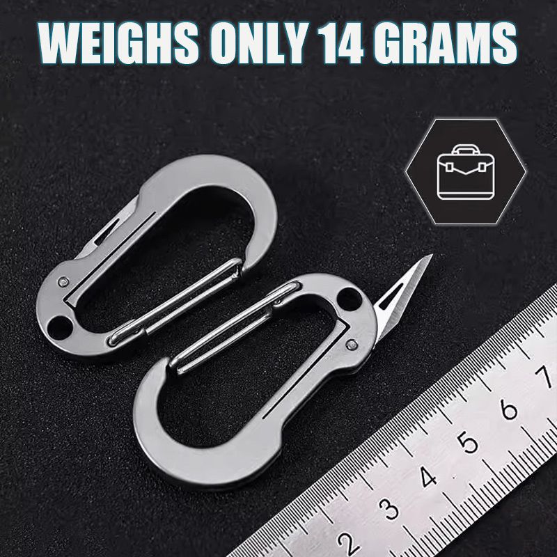 Multifunctionele titanium sleutelhanger-karabijnhaak met zakmes