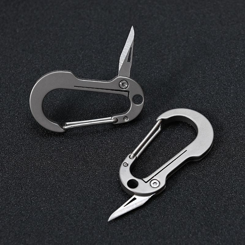 Multifunctionele titanium sleutelhanger-karabijnhaak met zakmes