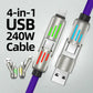 🔥4-in-1 USB-oplaadkabel mFish snelladen MAX 240W