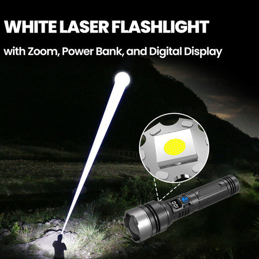 💥 Witte Laser Zaklamp met Zoom, Powerbank en Digitaal Display