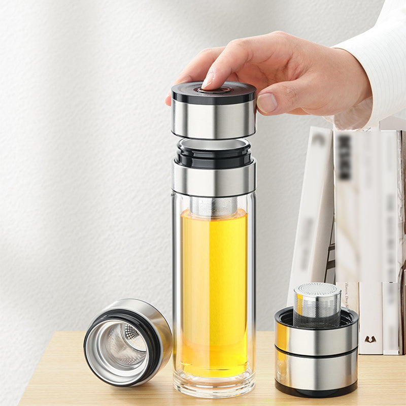 🔥Hot Sale 60%💧Dubbelwandige Borosilicaat draagbare theekop🚗 Uw thee verdient een VIP-ervaring onderweg!