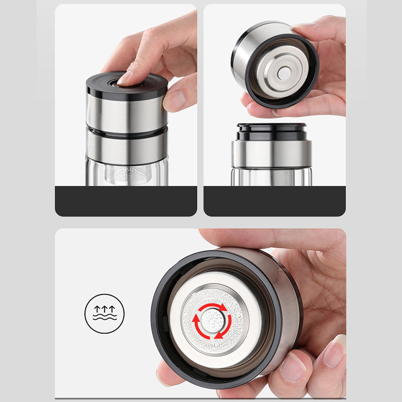 🔥Hot Sale 60%💧Dubbelwandige Borosilicaat draagbare theekop🚗 Uw thee verdient een VIP-ervaring onderweg!