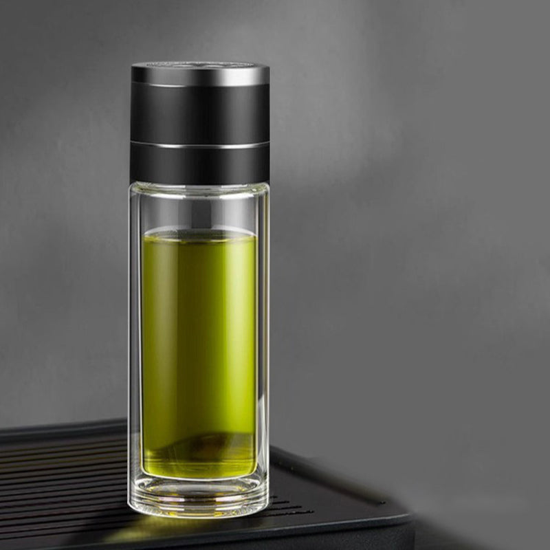🔥Hot Sale 60%💧Dubbelwandige Borosilicaat draagbare theekop🚗 Uw thee verdient een VIP-ervaring onderweg!