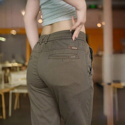 Heren casual broek met rechte pijpen en zakken