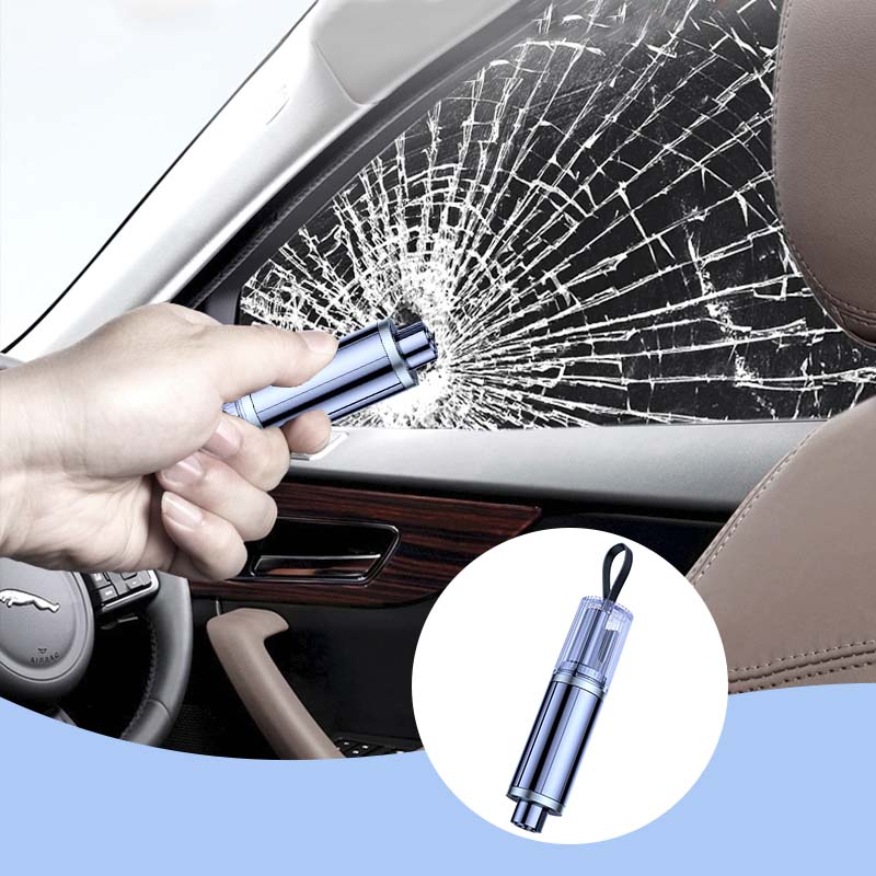 🚗💥 In een noodgeval telt elke seconde! Deze noodhamer breekt je autoruit met één druk en snijdt vastzittende gordels door – zo groot als je autosleutel.