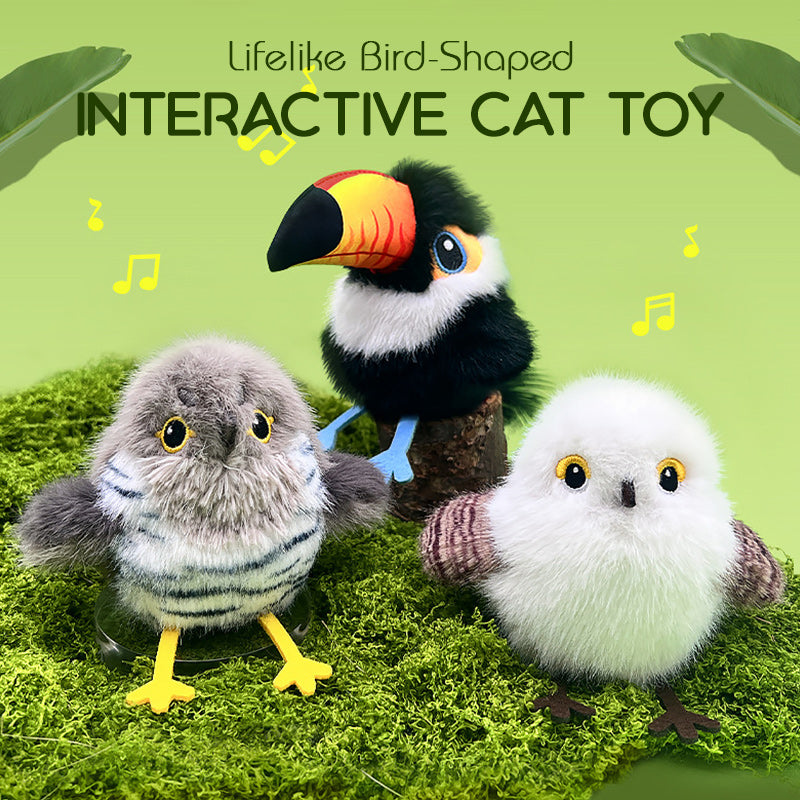 🎉Zomerspecial 50% korting🎉Levensecht interactief kattenspeeltje in de vorm van een vogel