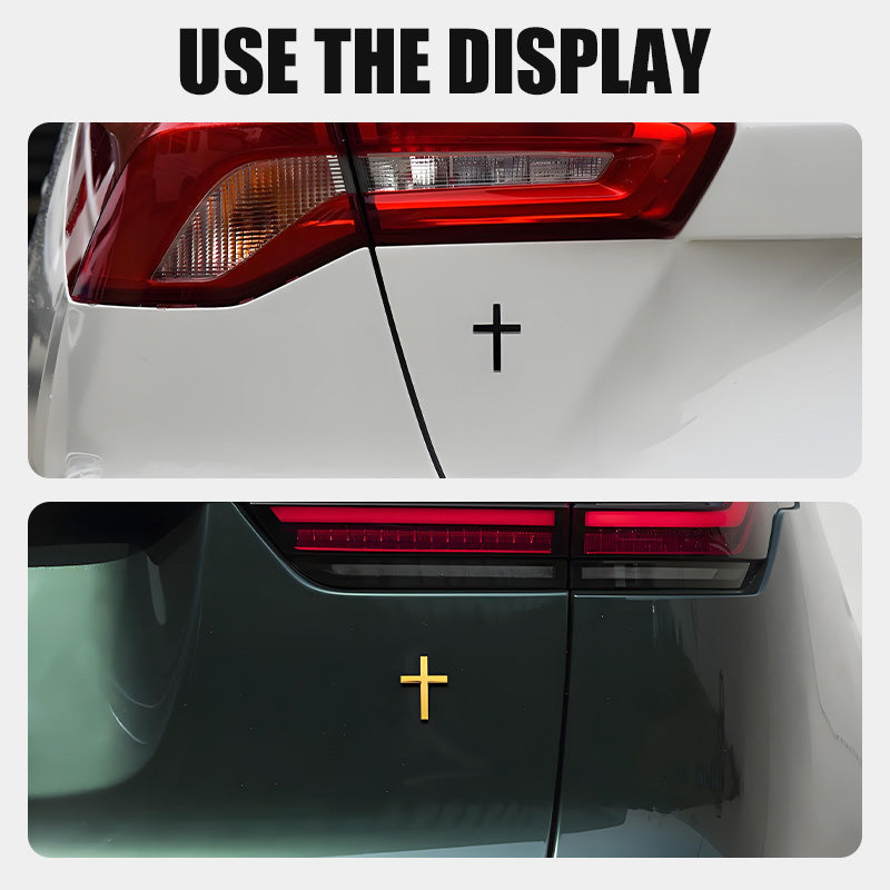 ✝️ Metal Jesus Christ Kruis Badge Stickers | 3D Kruis Zelfklevende Auto-Overlay Kratervuller