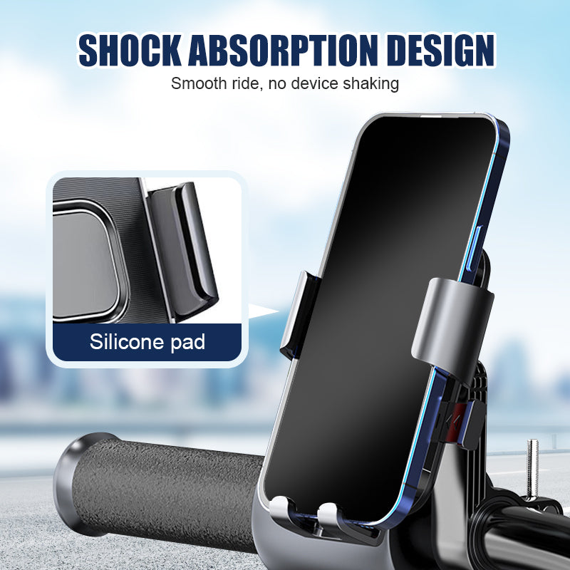 🔇📱 50% KORTING! Stop met het slopen van je cameralens door stuurschokken! Deze houder absorbeert élke trilling, of je nou over klinkers klapt of een bospad scheurt. Je telefoon blijft stilstaan, jij blijft navigeren!