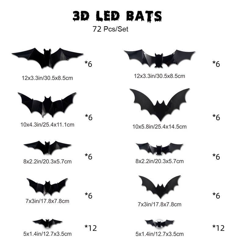 🦇 Halloween 3D vleermuis LED-wandlamp decoratie