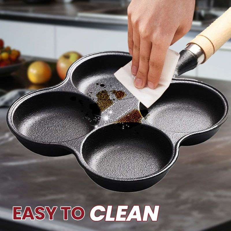 🍳 NU 50% KORTING! 🔥 Gietijzeren koekenpan voor eieren (4 kopjes) - Antiaanbaklaag en gelijkmatige verhitting, perfect voor ontbijtsandwiches of pannenkoeken 🥪✨