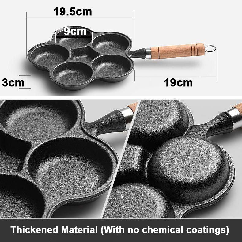 🍳 NU 50% KORTING! 🔥 Gietijzeren koekenpan voor eieren (4 kopjes) - Antiaanbaklaag en gelijkmatige verhitting, perfect voor ontbijtsandwiches of pannenkoeken 🥪✨
