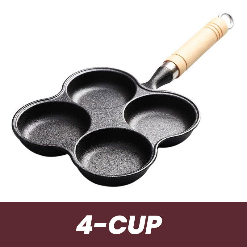 🍳 NU 50% KORTING! 🔥 Gietijzeren koekenpan voor eieren (4 kopjes) - Antiaanbaklaag en gelijkmatige verhitting, perfect voor ontbijtsandwiches of pannenkoeken 🥪✨